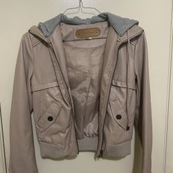 Leather Hooded Jacket by Miss Posh