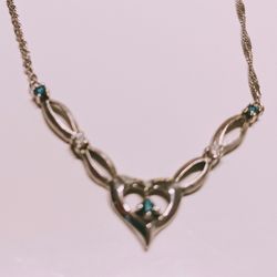Stirling Silver and diamond and sapphire Necklace
