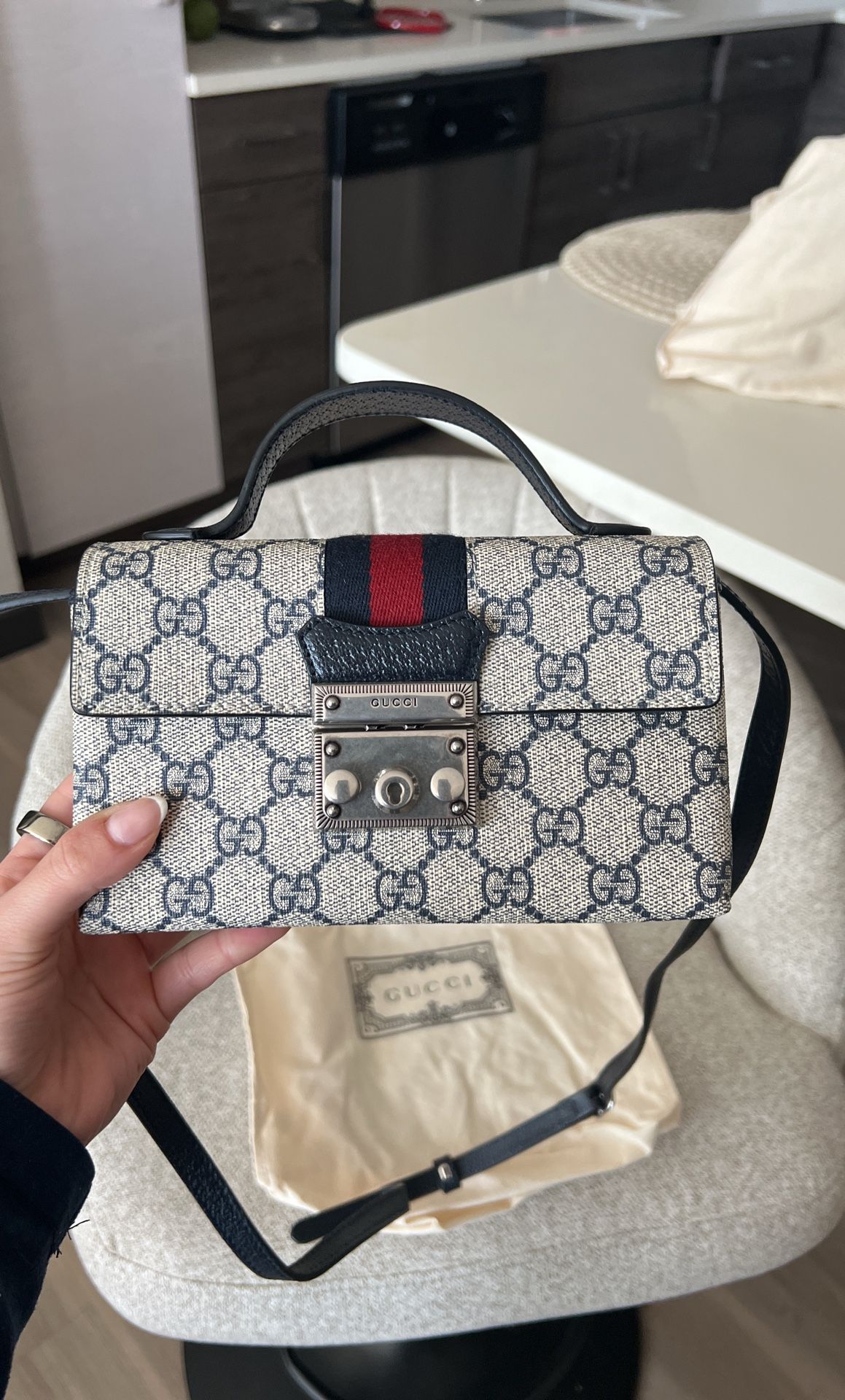 Gucci GG Supreme Monogram Mini Padlock Crossbody