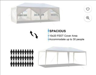 10 ft. x 20 ft. White Wedding Party Canopy Tent Outdoor Gazebo with 6-Removable Sidewalls&venta&%$