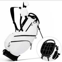 14-Way Golf Stand Bag With Cooler & Shoe Pocket & Rain Hood (White/Black)