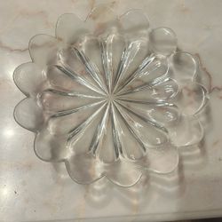 Beautifully Scalloped Edge Glass Platter 