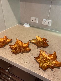 Fall leaves, candy dishes, glass