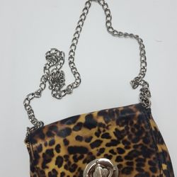 Leopard Bag, Small, Clutch With Chain Strap