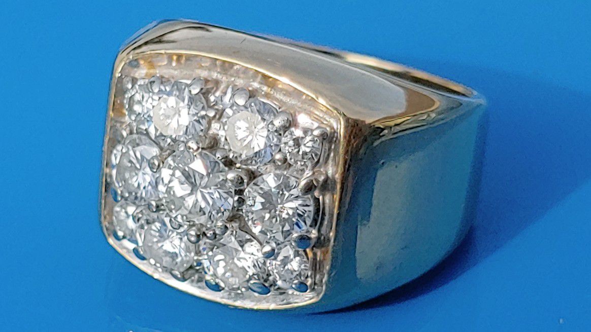 14k Gold mens custom diamond ring very heavy