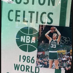 1986 Celtics Championship Banner With Autograph Larry Bird With Official Documents  1500$