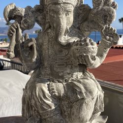 Ganesha Statue 17” large/ natural concrete, Spiritual Yoga Meditation Zen