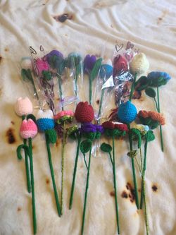 Flower crochet and tulips