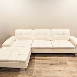 Italian White Leather Sectional Sofa