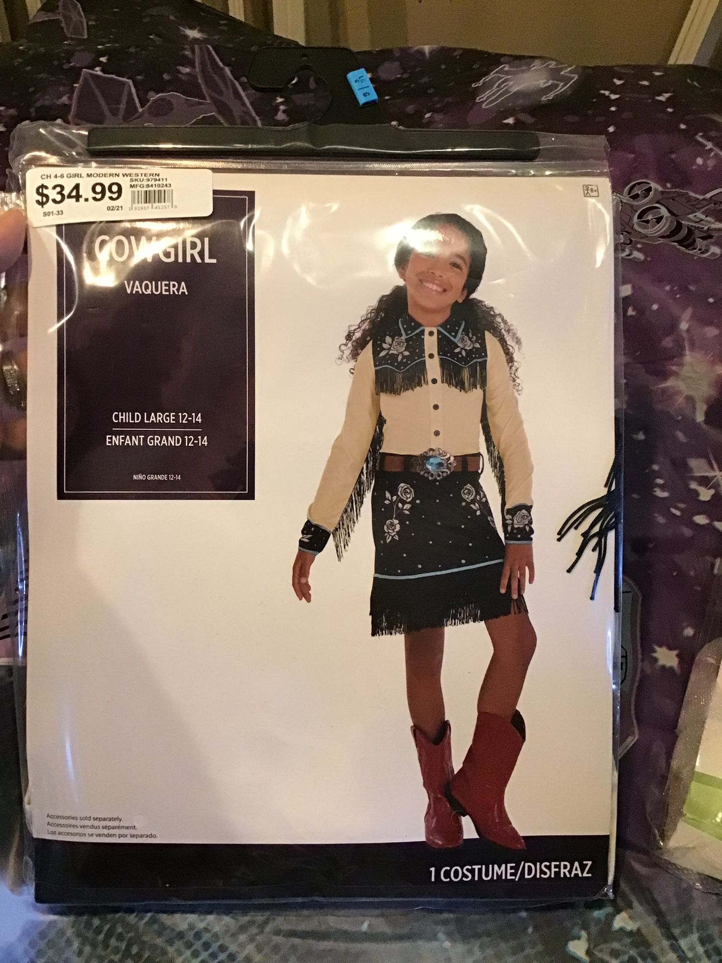 Cowgirl Child Costume Size Large 12-14 -NEW