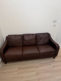 Brown leather couch