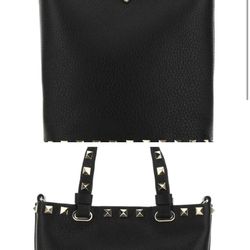 Valentino Garavani Rockstud Logo Printed Tote Bag