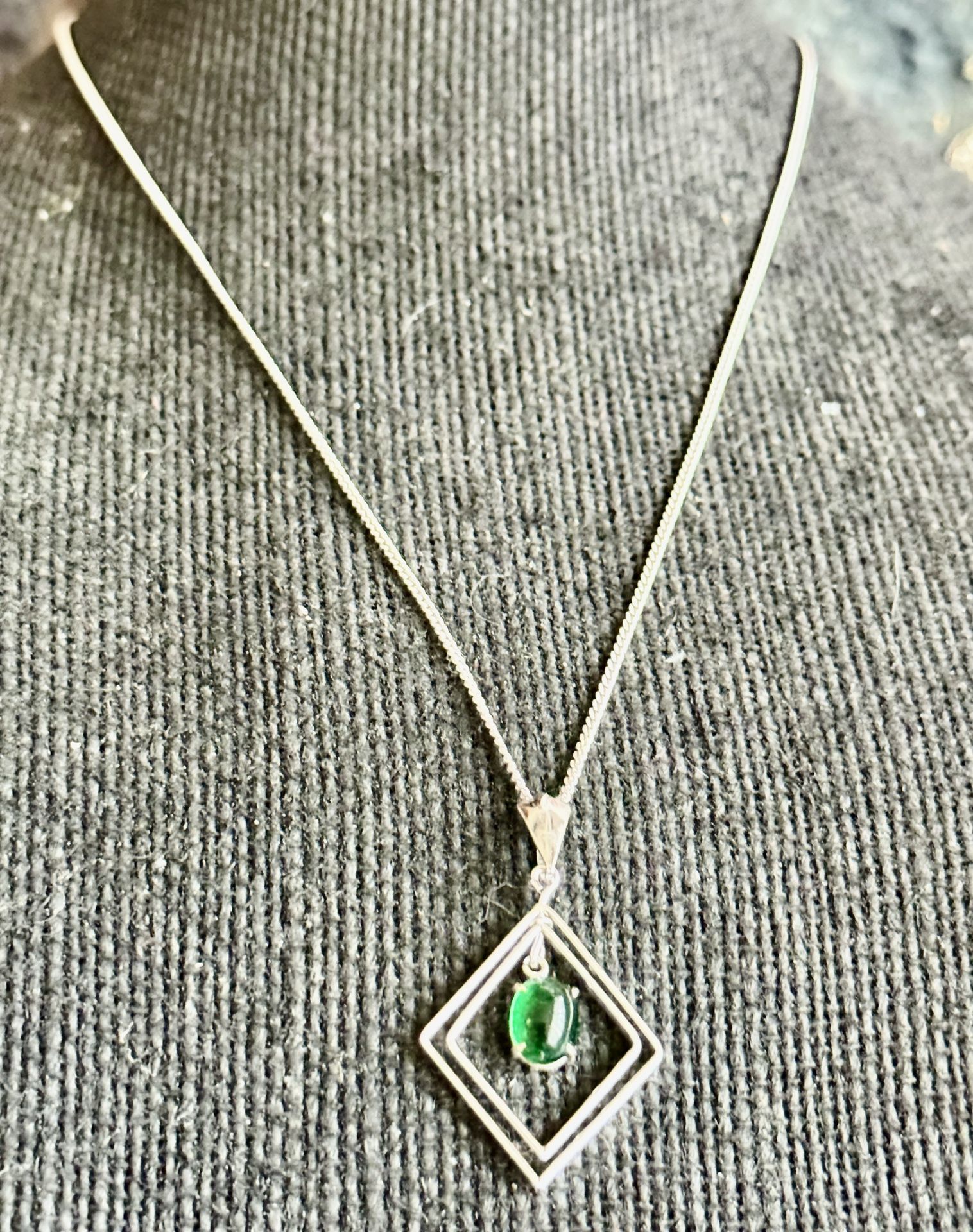 Very Beautiful pendant with Green Jade and Silver Charm