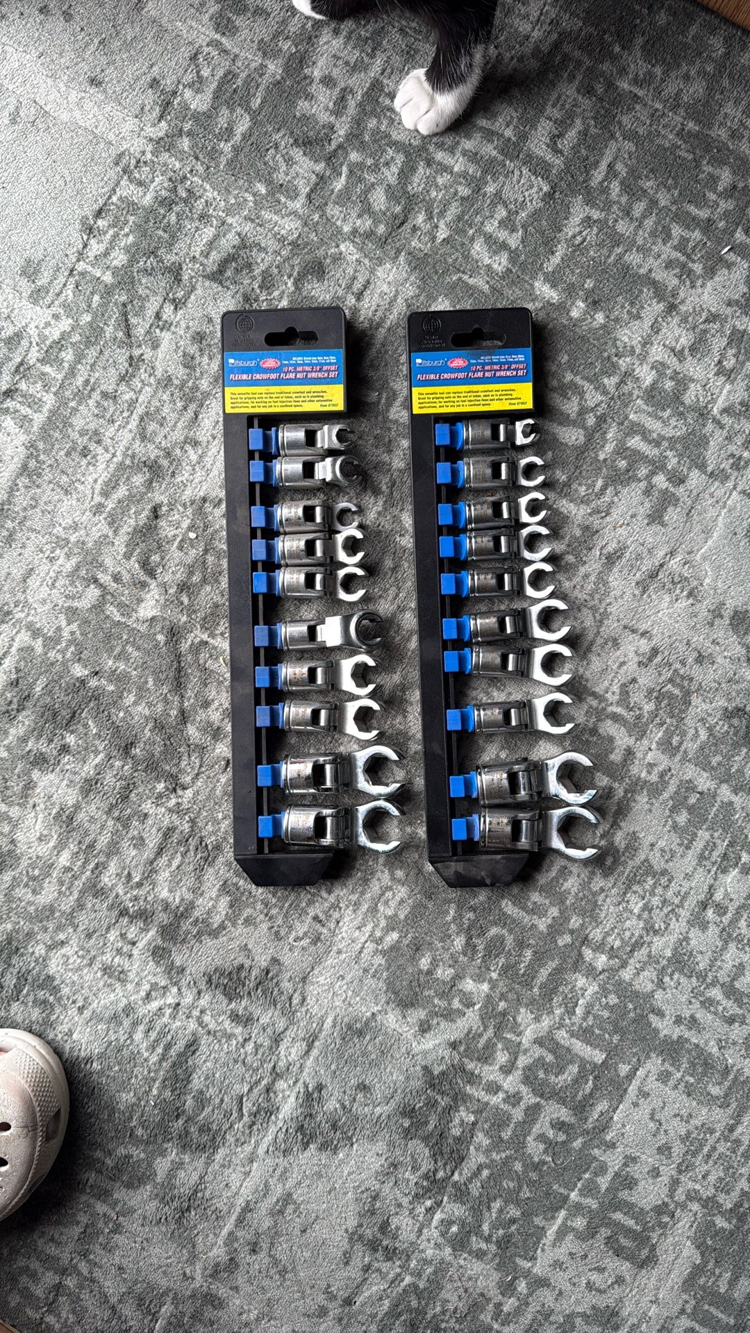 (TWO) 10 Piece Flexible Crowfoot Flare Nut Wrench Set