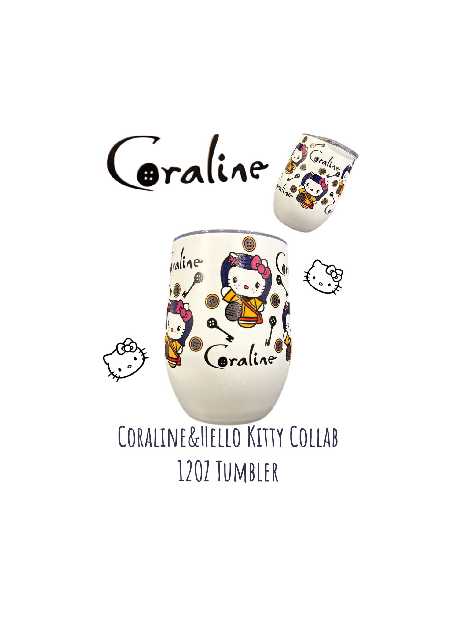Coraline&Hello Kitty Collab 12oz Insulated Tumbler