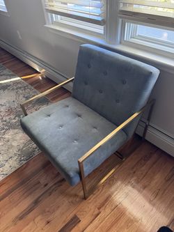 Mid-Century Modern Armchair with Gold Frame (LeisureMod Lexington)