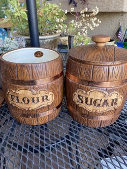 Made In USA Vintage Flour And Sugar Canisters 