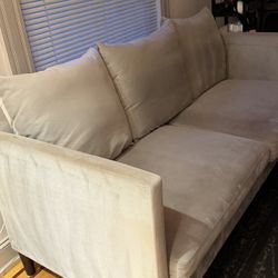 Pillowback Sofa, Light Gray Velvet 