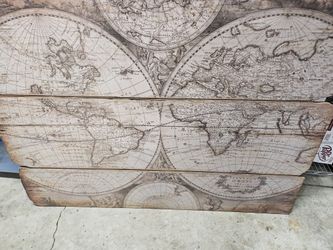 Large Wood World Map- Great Condition