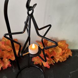 Vintage Wrought Iron Star Candle Holder With Stand