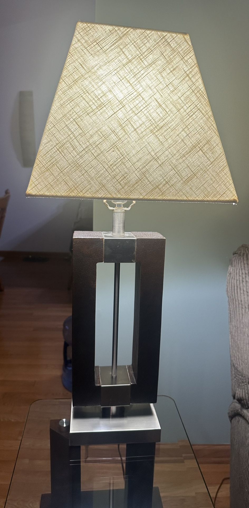 1 End Table Lamp Brown With Silver Accents