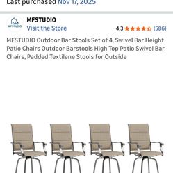 Outdoor Bar stool Height chairs, Brand New In Box