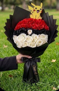 Pokemon flower bouquette  includes 30 forever roses
