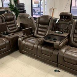 Game Zone Bark Power Reclining Living Room Set Sofa And Love seat 