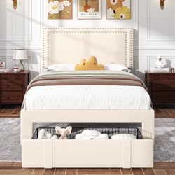 SALE🔥Twin Platform Bed Frame with Storage Drawer (Mattress not Included)