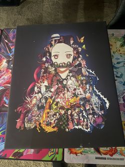 Jjk and demon slayer inspired wall canvas