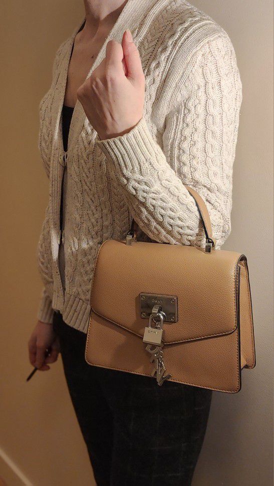 DKNY Leather Bag Beige Leather 