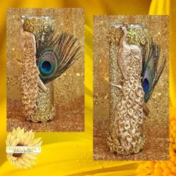 Oshun Peacock Candle Orisha Ochun