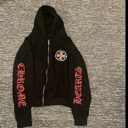 Black Red Chrome Hearts Zip Hoodie 