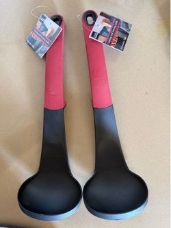 Lot 2 , HANDY HELPERS~ 11.25"Cooking And Serving Ladle- Dishwasher Safe~Red & Black~NEW