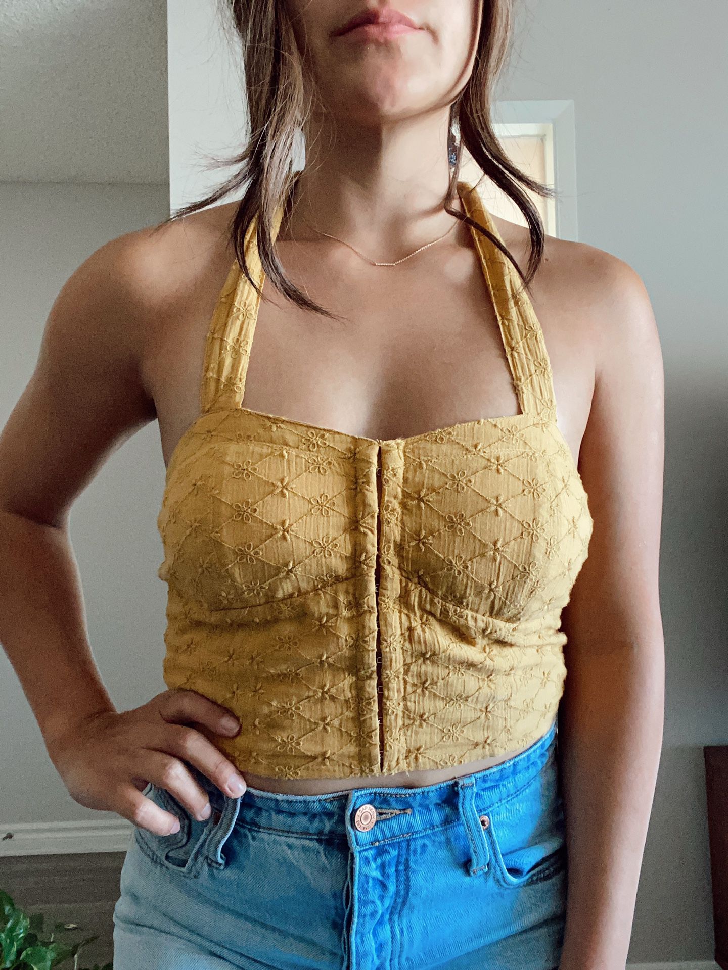 American Eagle Outfitters Corset Halter Crop Top