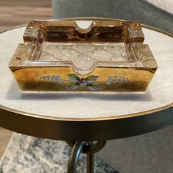 Beautiful Floral Glass Ashtray