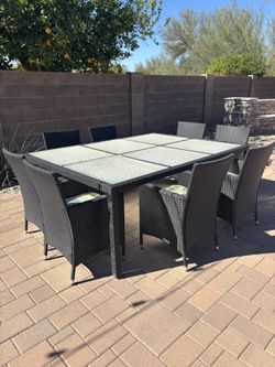 Large Wicker Patio Table With Chairs