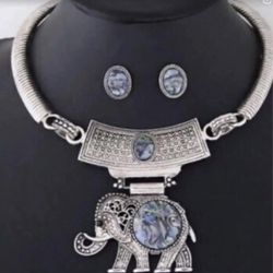 New Lucky Elephant Jewelry Set Necklace and Earrings