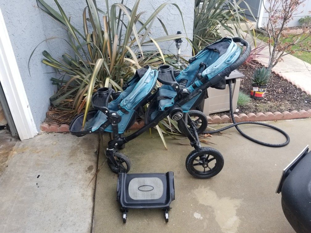 Baby Jogger City Select double stroller with add ons