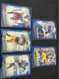 2025 Prizm Blue Checker SSP short print lot of 5 cards.