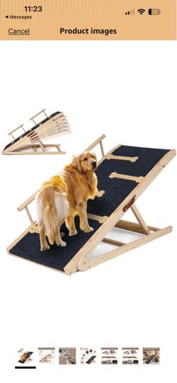 6 Adjustable Height from 17.1" to 27.8" - Stairs with High Traction Mat, Wooden, Ramp for Dogs to Get on Bed Couch Car