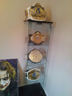 Wrestling Belts & Display Case For Sale