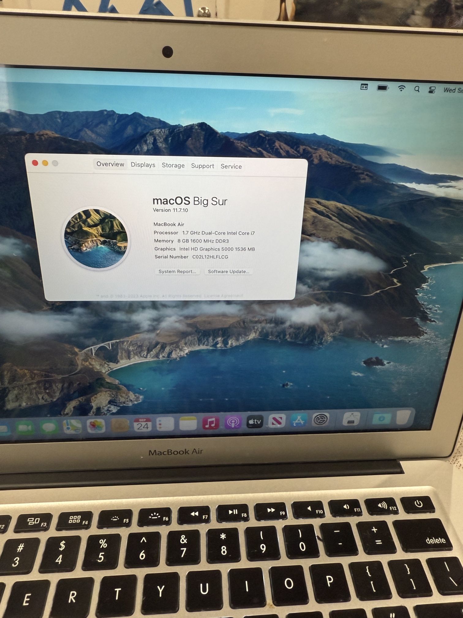 Macbook Air 2015 In Very Good Condition I7 8gb Of Ram 500gb SSD Drive Running macOS Big Sur 