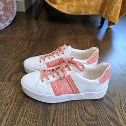 Michael Kors Poppy Stripe Lace Up Nappa Faux Leather Size 8.5M