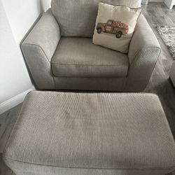 Two Piece Oversized Chair And Ottoman Set