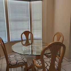 Dining Table, 4 Chairs, Breakfront And Mirror 