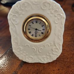 Vintage Lenox Table Clock White Porcelain