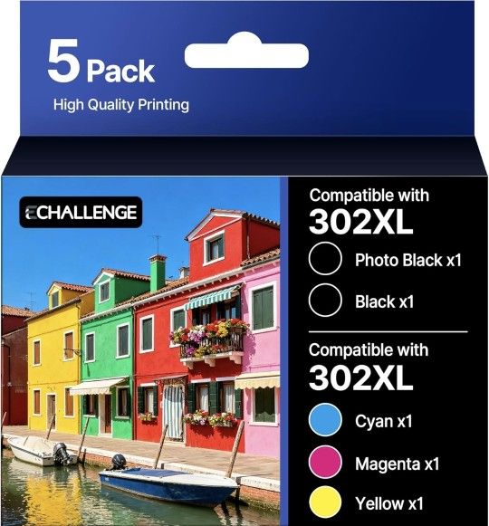 302XL Ink Cartridge Combo Pack Of 5 High Yield For Epson NEW Sealed Color Black