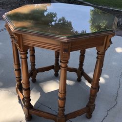 Tall Octagon Wooden End Table In Great Shape