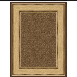 Ottomanson Border Area Rug 5' x 6'6" - Non Slip Low Pile Carpet, Brown